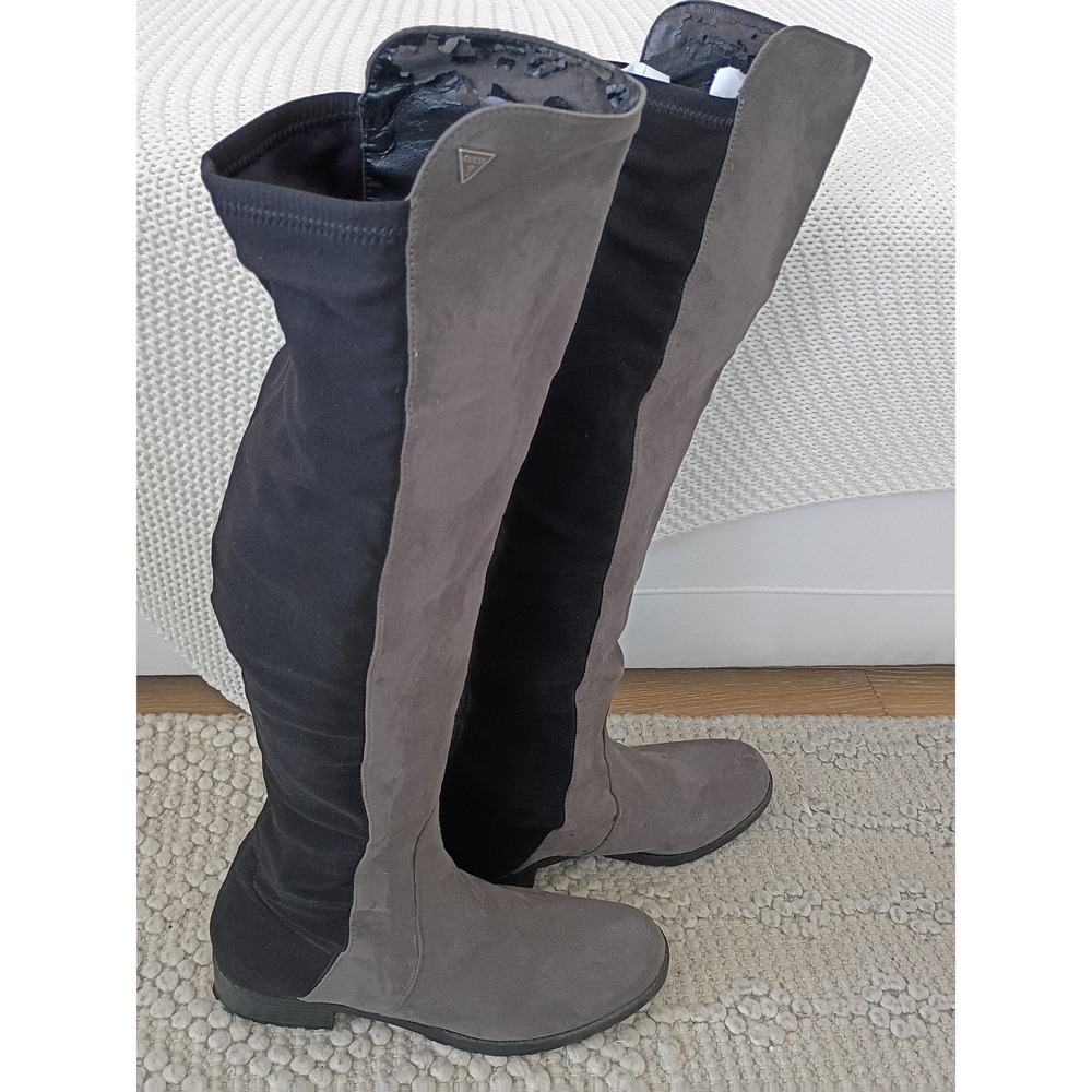GUESS Womens Grey Black Stretch Over The Knee Flat Boots 8.5M $149 - Picture 5 of 9